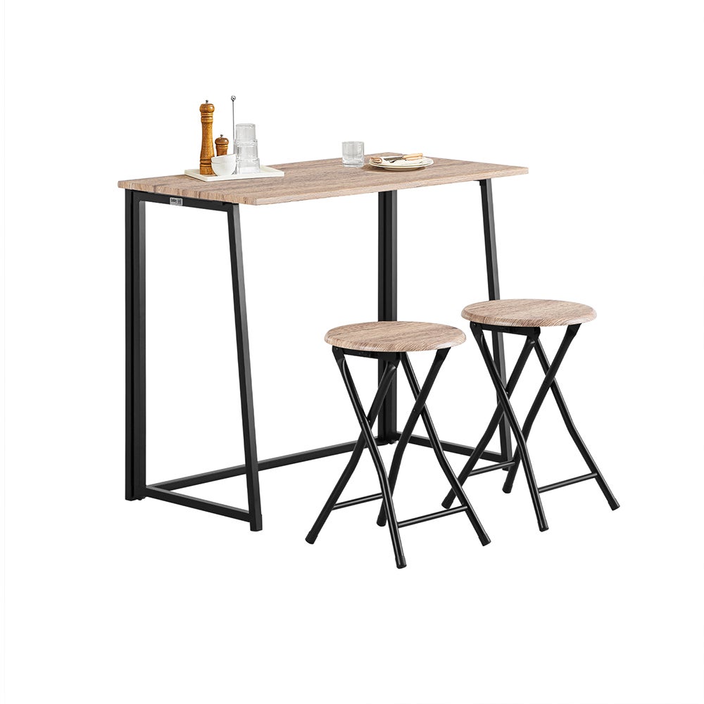 Ensemble Table De Bar + 2 Chaises SoBuy OGT03-HG - Table Mange-Debout Gris Avec Tabourets Pour Cuisine Et Bistrot