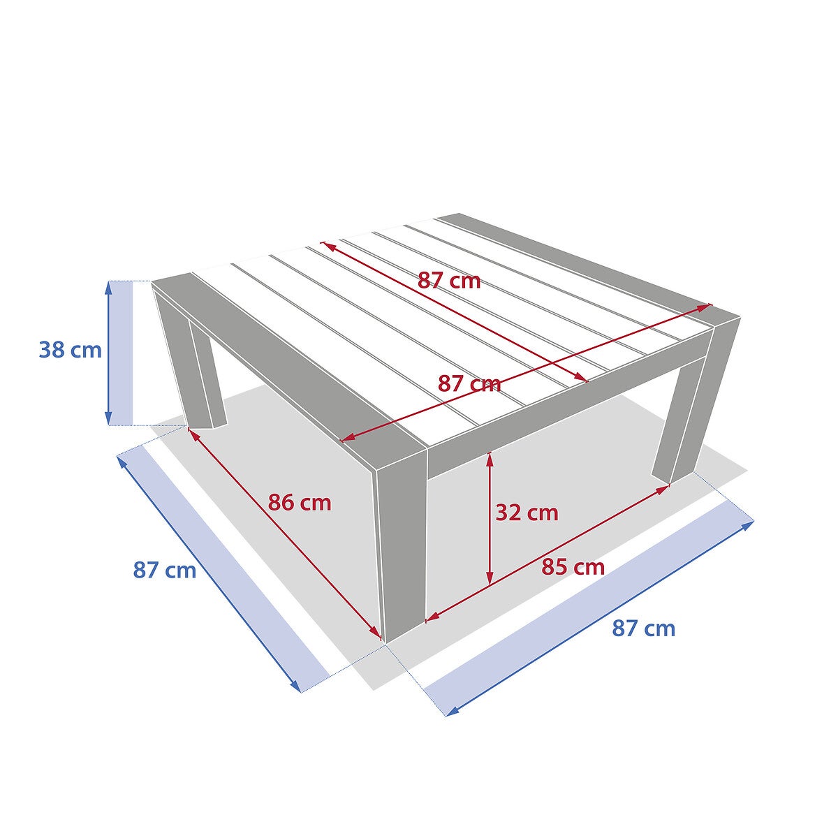 Table basse de jardin carré en Aluminium Gris - 4