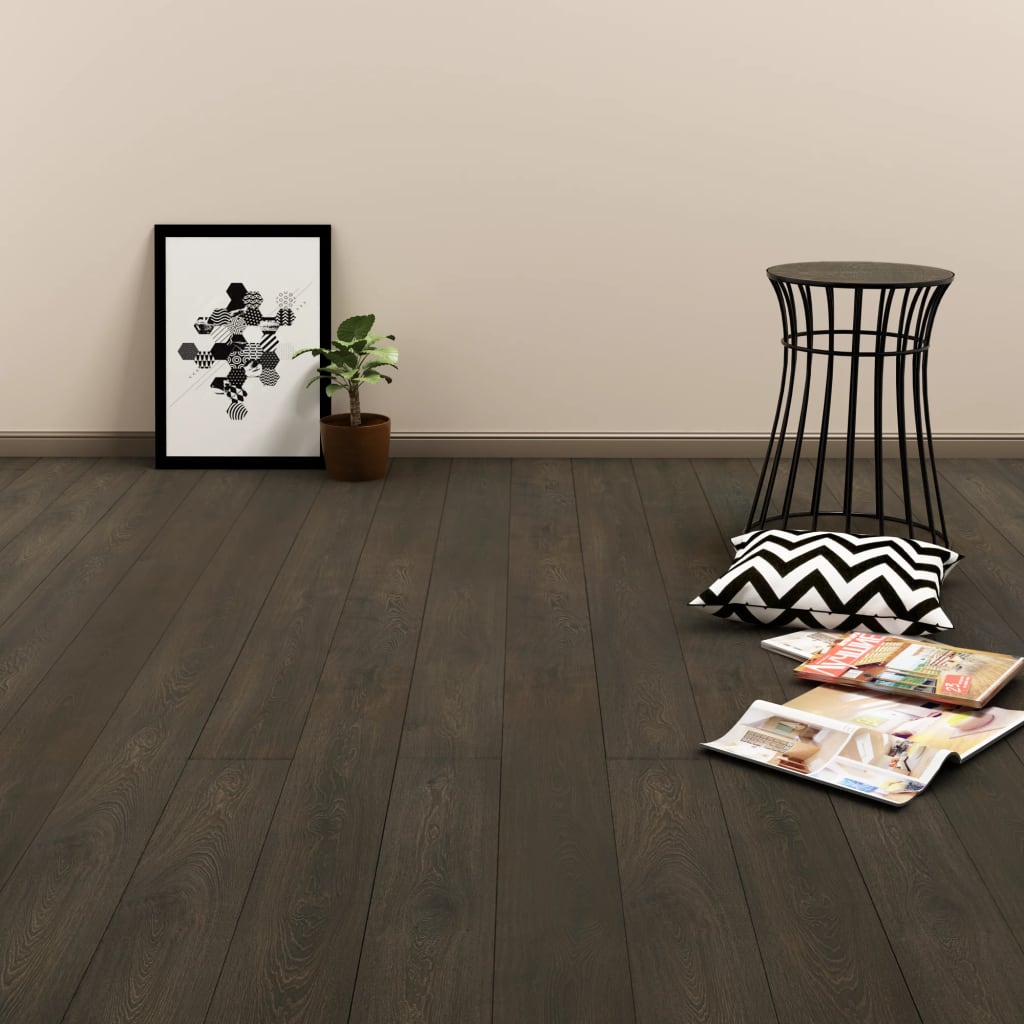 Vidaxl lamas para suelo pvc autoadhesivas 4,46 m² 3 mm marrón oscuro