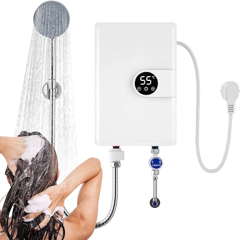 Podgrzewacz wody elektryczny z wyświetlaczem cyfrowym - do kampera, kuchni, łazienki - IPX4 - z korkiem szczelnym