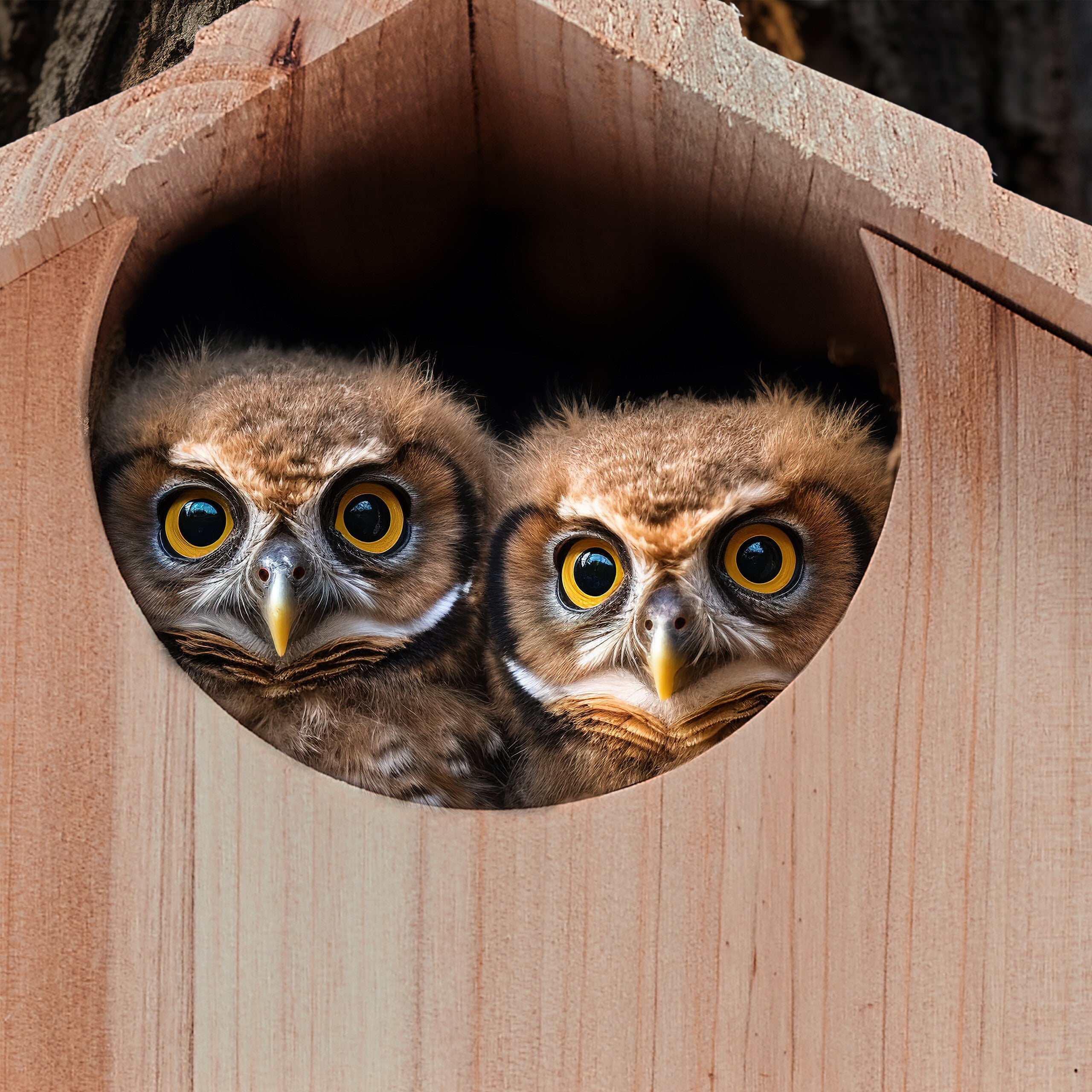 Relaxdays Nichoir d’extérieur pour chouettes, bois de sapin, porte inclinable, trou d’envol HL 9,5 x 9,5 cm, nature - 3