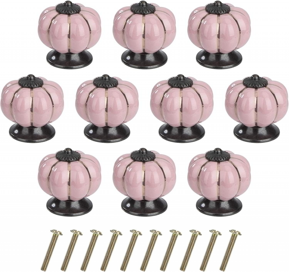 Uchwyty meblowe - Ceramiczne - 10 sztuk - 4cm - Różowe