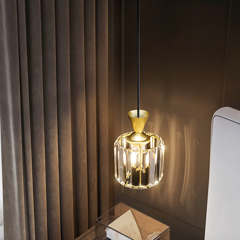 Lustre LED moderno, candeeiro de teto em cristal, candeeiro suspenso com altura ajustável, 3 temperaturas de cor 3000K-6000K (φ13cm, redondo) - 8