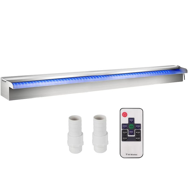 AUTRUCKER Cascade de piscine, fontaine de piscine LED, élément décoratif pour bassin, télécommande pour changement de couleur, décoration de jardin