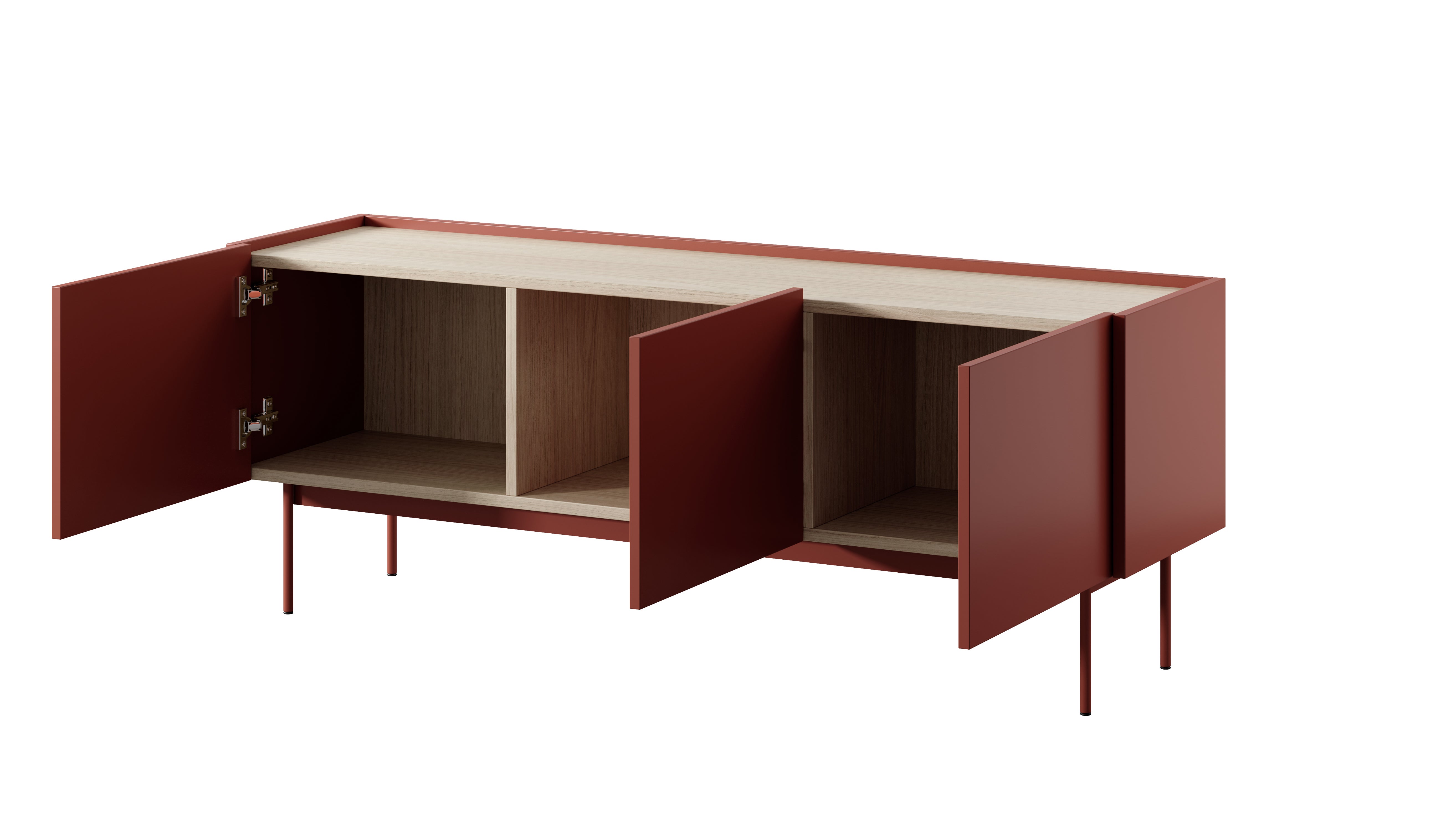 Szafka RTV, Cegła, blat: dąb Linea, 144 x 55 x 37 cm - 4