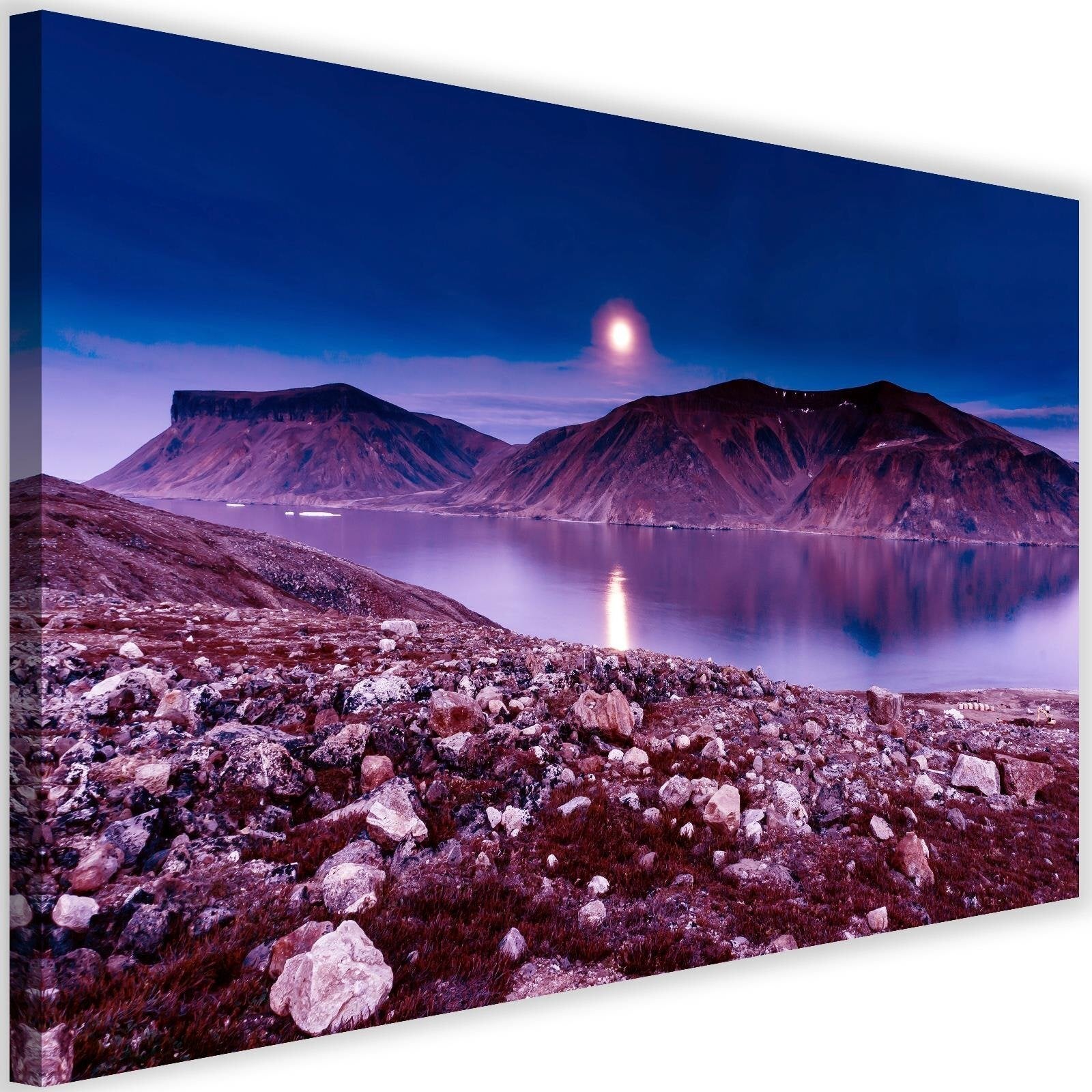 Tableau coucher de soleil sur un lac de montagne 4 - 90 x 60 cm | Leroy ...