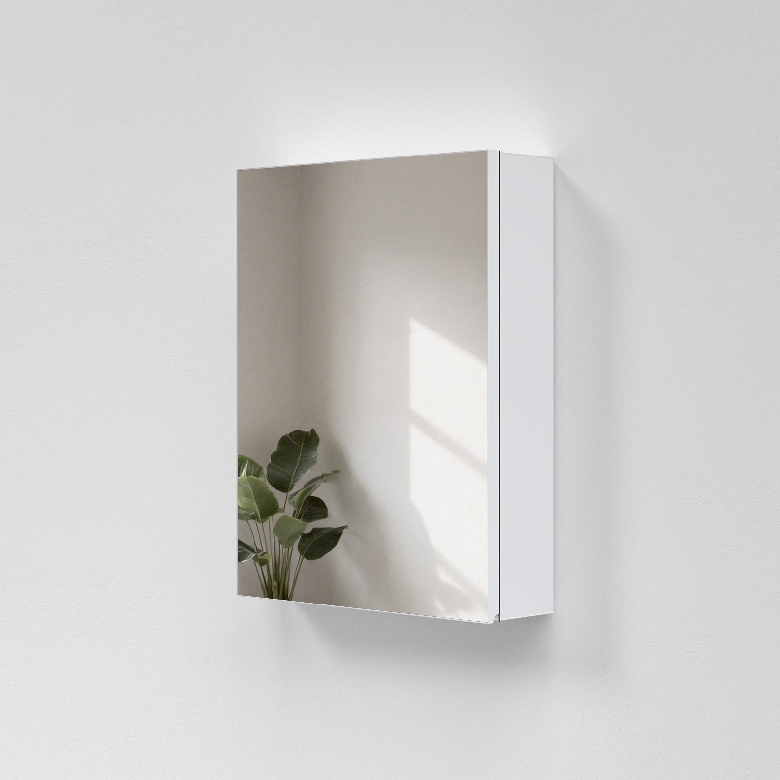 EMKE Szafka łazienkowa z lustrem 50x65x14,5 cm – 1 drzwiczki lustrzane z wbudowanym miejscem na przechowywanie, regulowane półki, matowa biel