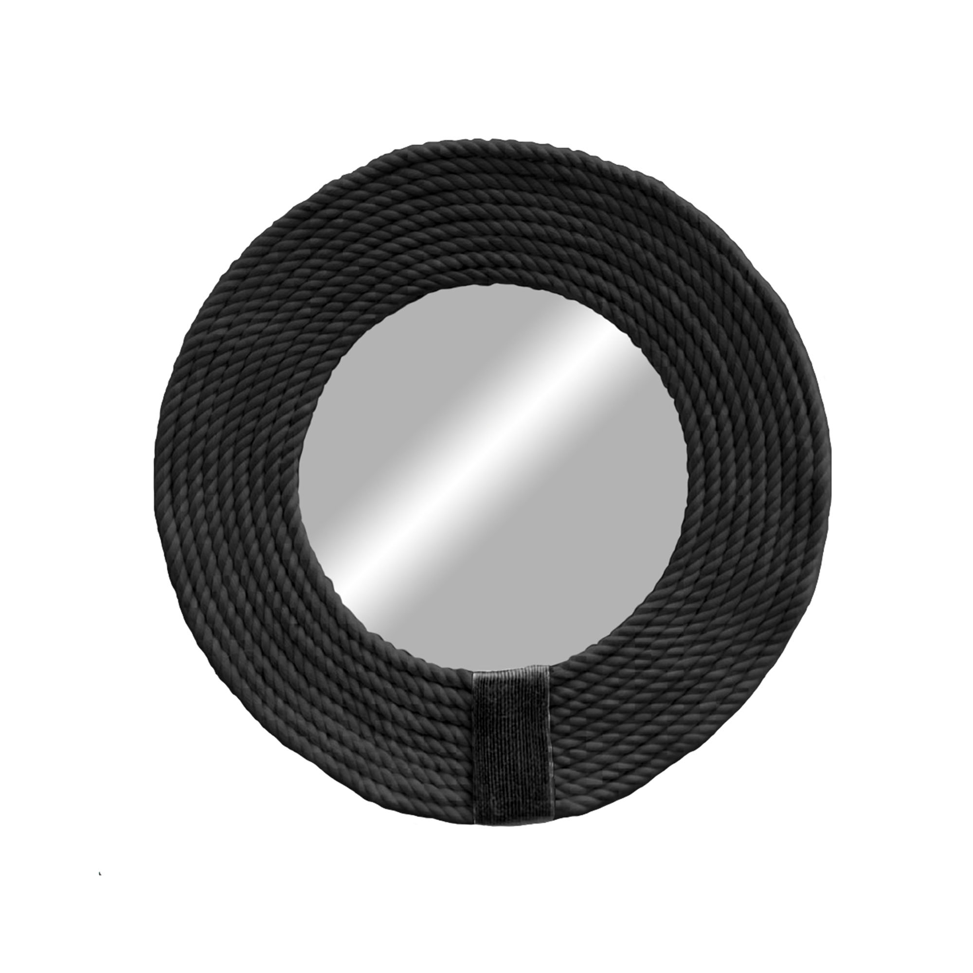 Espejo redondo de cuerda de algodón natural decoración de pared - mirror cord negro 50cm