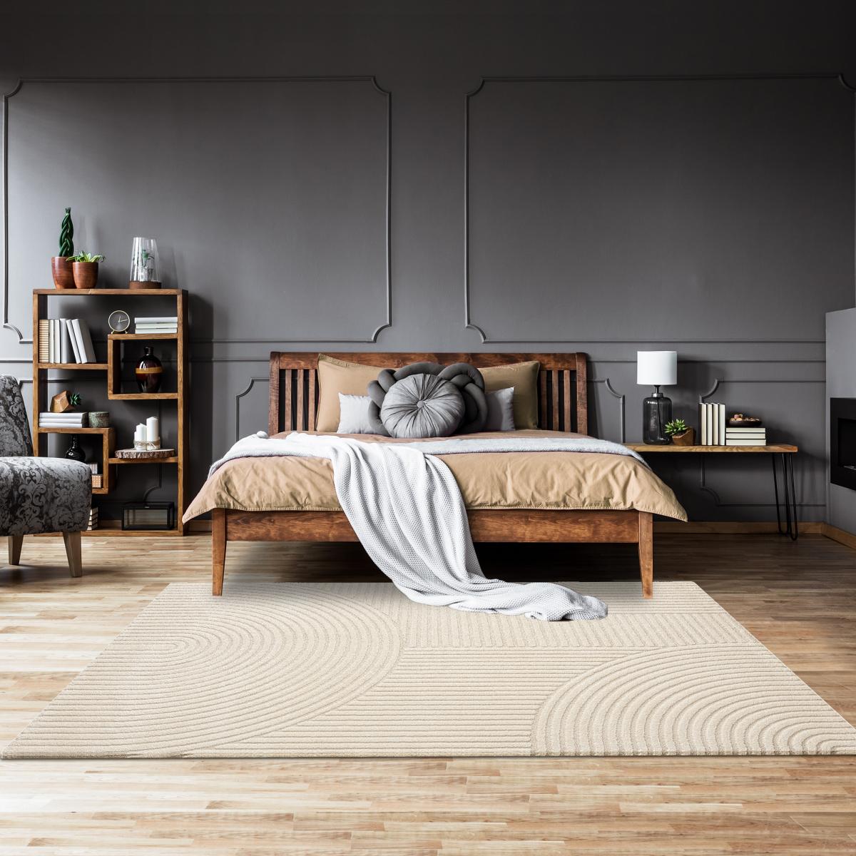 tappeto da soggiorno 200x290 tessuto rettangolo crema modello semplice LYN9 CERNAN - 5