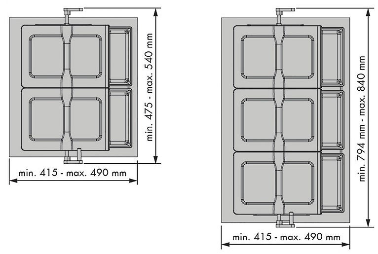 Poubelle coulissante à ouverture 3 ou 4 seaux - Contenance : 31 L - Nombre de seaux : 3 -GOLLINUCCI - 3