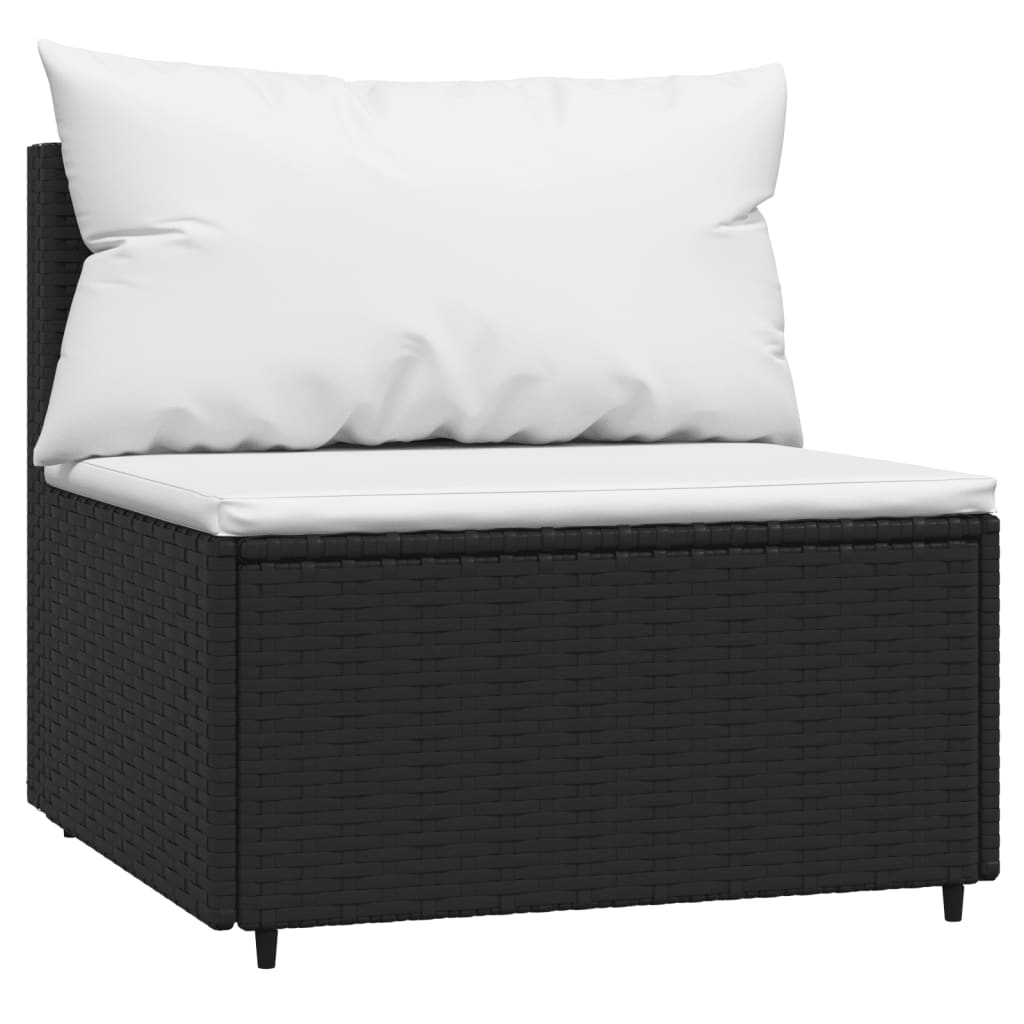 Maison Exclusive - Set Divani da Giardino 3 pz con Cuscini Nero in Polyrattan - 6