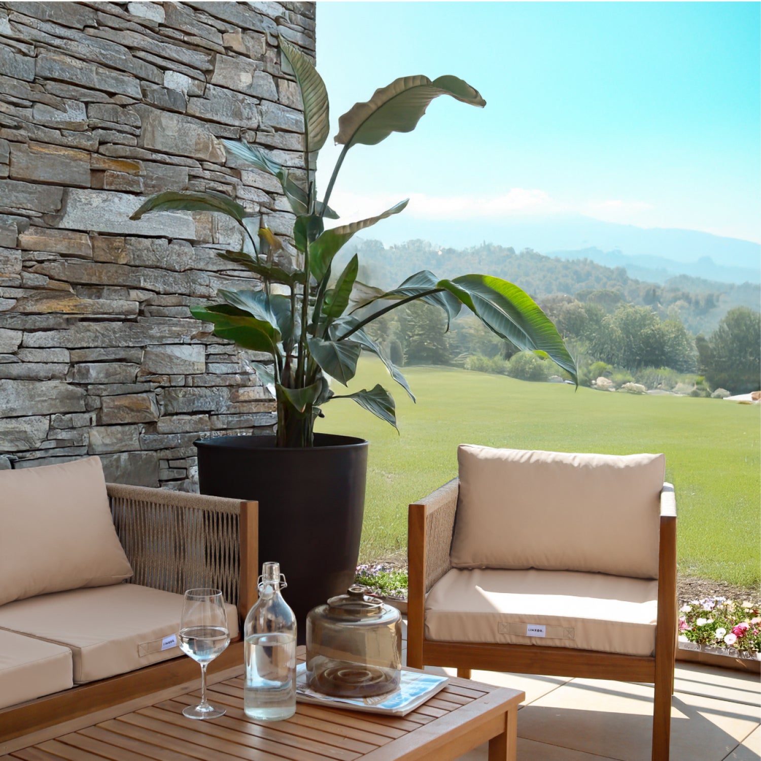 Linxor - Kit de coussins pour salon de jardin déhoussables - 60 x 60 cm - Beige - 4