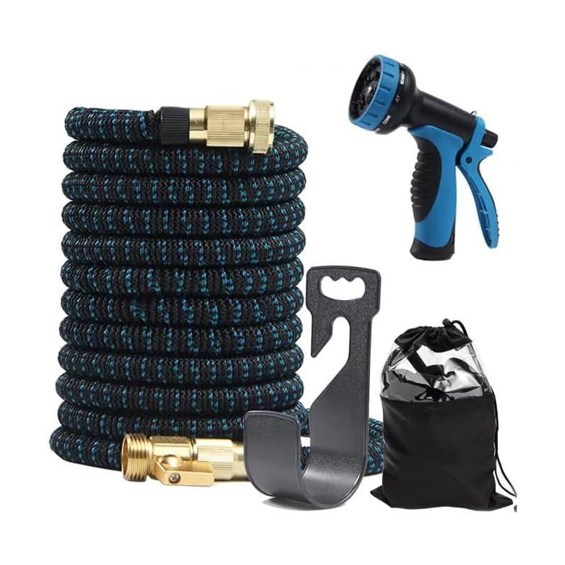 Rozciągliwy wąż ogrodowy o długości 22,5 m, elastyczny wąż z dyszą wielofunkcyjną i haczykiem, zestaw węży teleskopowych