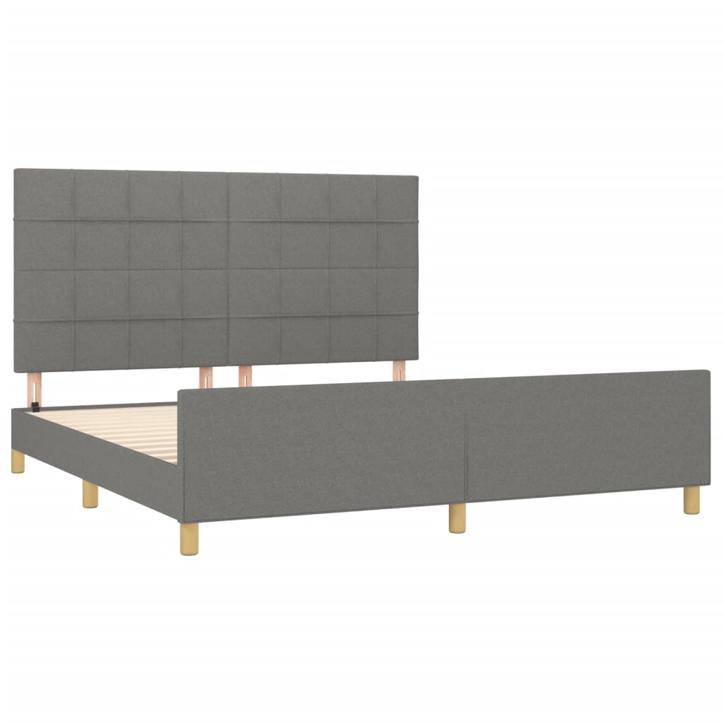 Cadre de lit sans matelas gris foncé 180 x 200 cm tissu - 4