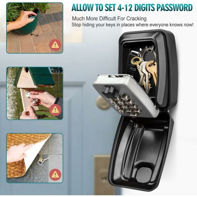 Cassaforte Chiavi Esterna Con Codice 12 Cifre - Box Sicuro Impermeabile Da Parete Per Casa E Garage - Foto 4