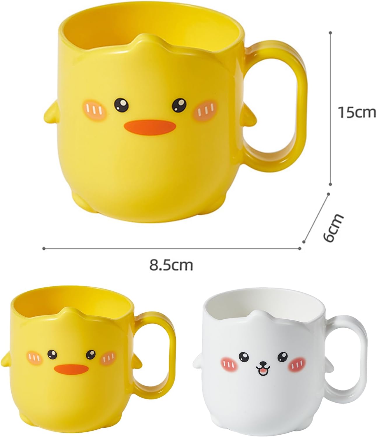 GmeDhc Lot De 2 Gobelets Salle De Bain Cartoon Mignon – Porte-Brosse à Dents Enfant, Plastique PP Résistant, Pour Garçons Et Filles