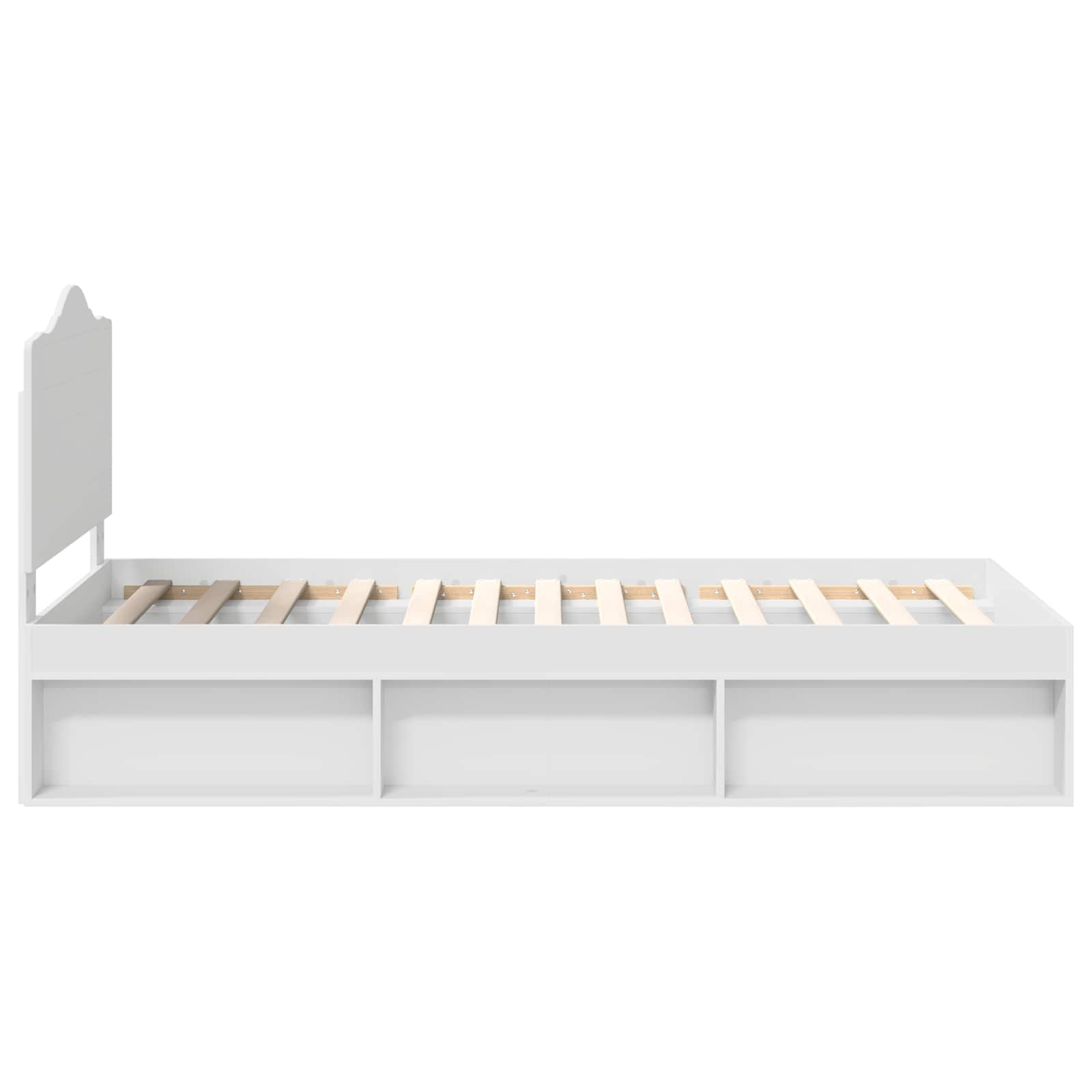 Cadre de lit avec tête de lit en pin massif blanc pour la chambre, 90 × 200 cm - 8