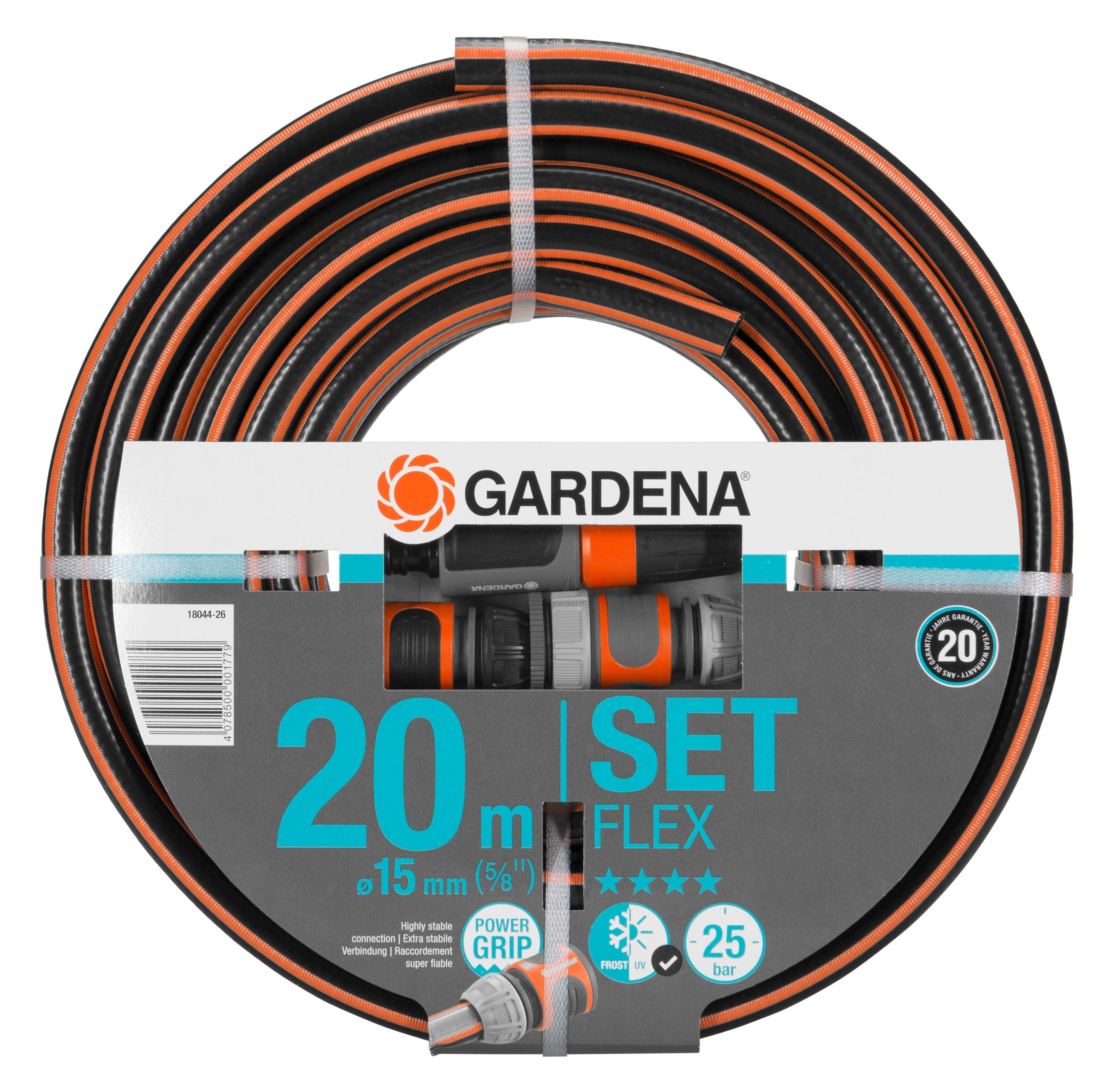 Wąż ogrodowy wyposażony GARDENA Flex L.20 m Śred.15 mm