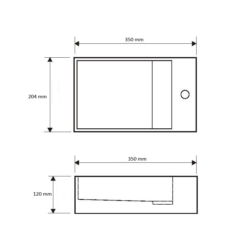 Lave-mains suspendu blanc mat MANITA D - Lavabo rectangulaire en Solid surface 35cm - 4