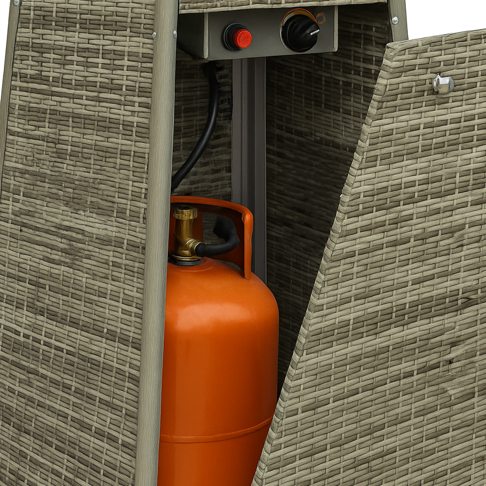 Grzejnik gazowy Tempo Style Pyramid (5 kW, 13 kW) | Grzejnik zewnętrzny z szarego rattanu - 7