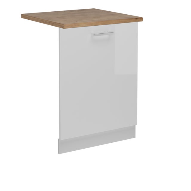 Vicco Panneau de lave-vaisselle R-Line, Blanc Haute brillance, 60cm , PT Chêne