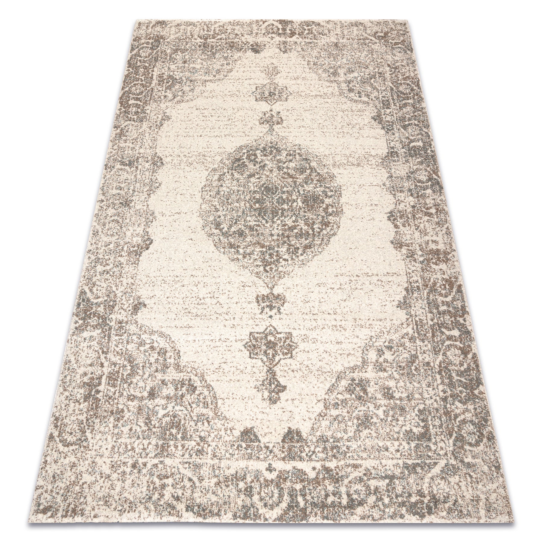 Dywan ABBY 486.24.LA110 wełniany OSTA - Ornament, ramka klasyczny szary / niebieski 120x170 cm