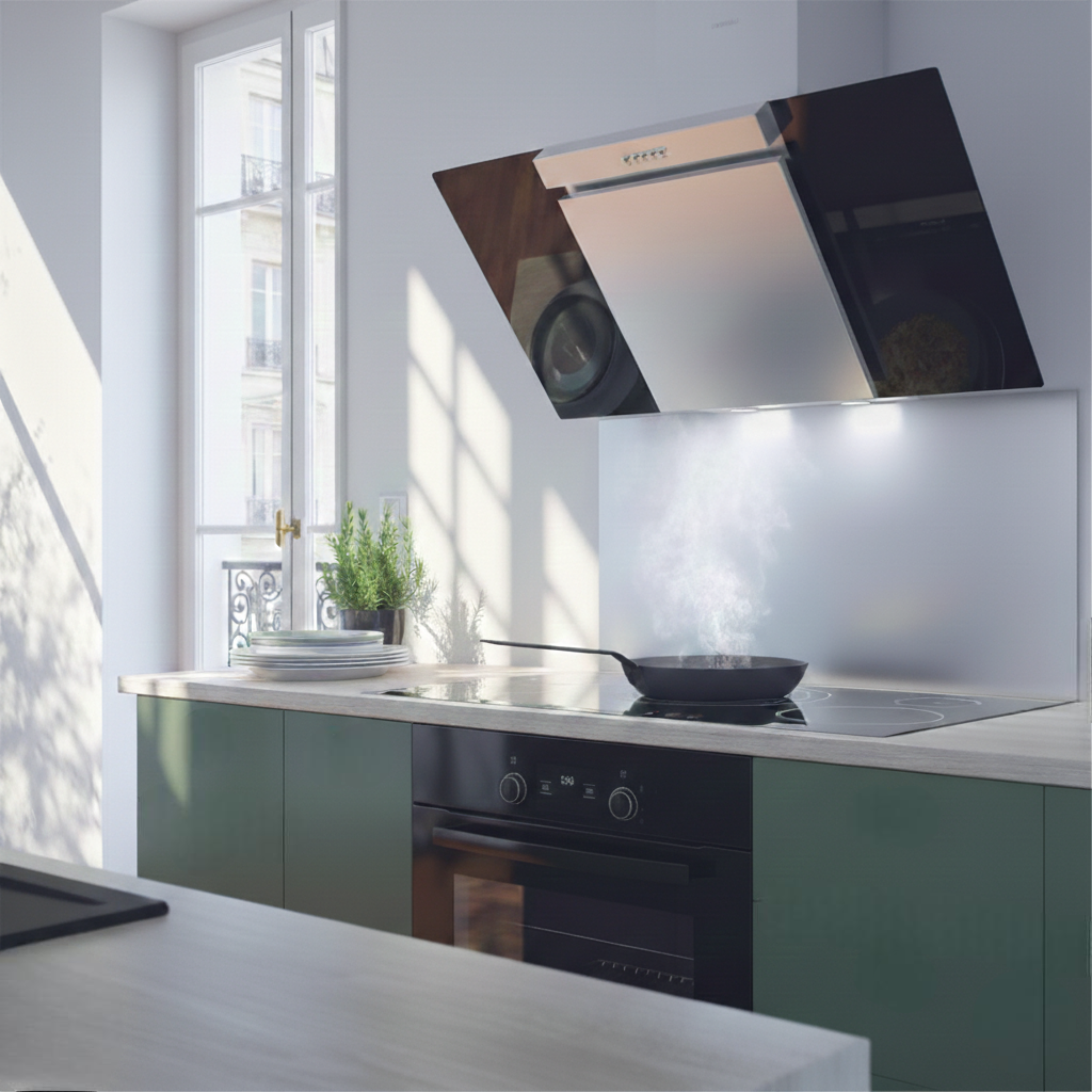 Crédence cuisine fond de hotte Inox - l 90 x H 70 cm - 3
