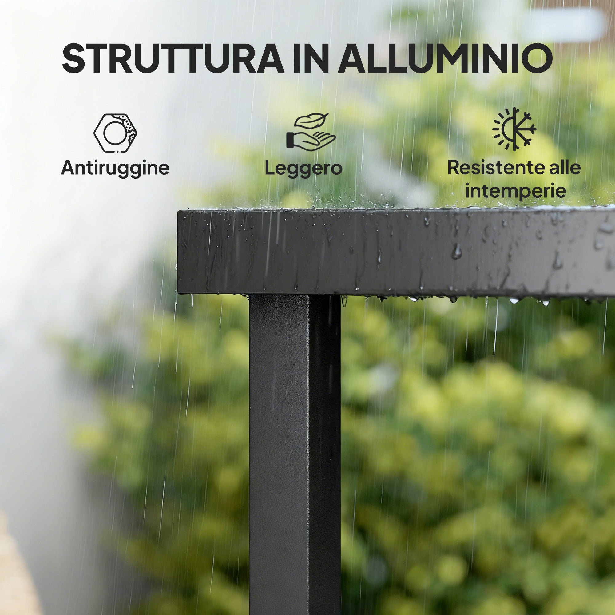 Tavolo da Pranzo da Giardino per 8 Persone in Alluminio e Plastica, Legno Scuro e - 8
