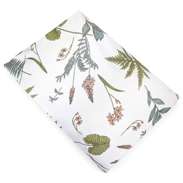 Drap Plat 280x310 cm 100% percale de coton FÉÉRIE Blanc sauge