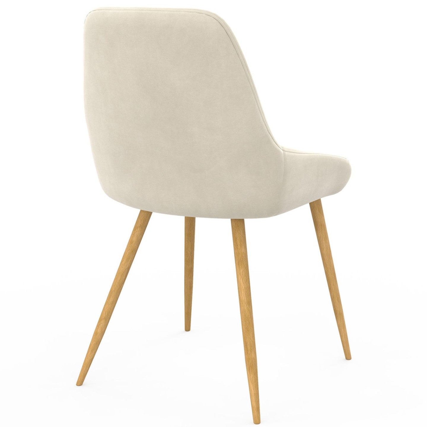 Lot de 6 chaises de salle à manger THALYA en velours beige et pieds effet bois avec accoudoirs - 4