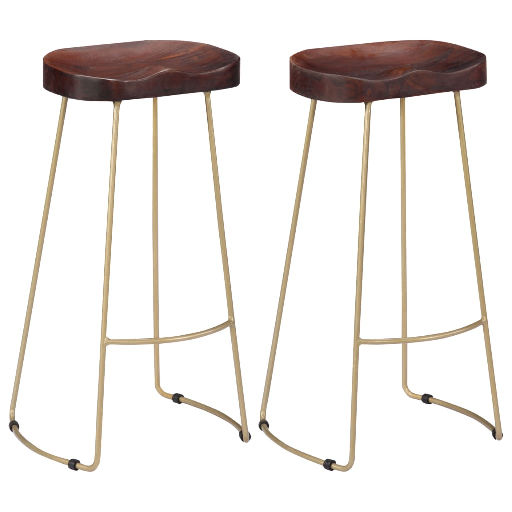 Pack 2 uds taburetes de bar | taburete de cocina | taburete alto gavin madera maciza de mango cfw49814