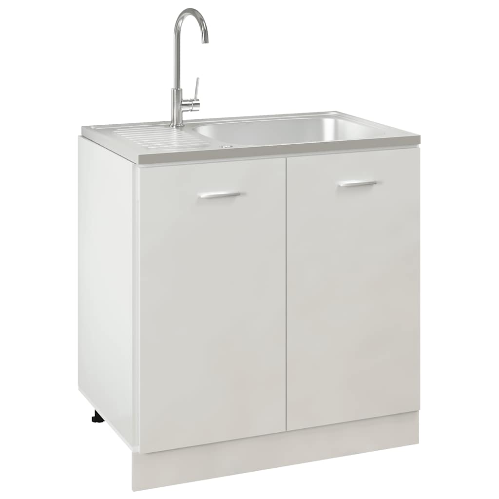 Évier de cuisine avec égouttoir argenté 800 x 500 x 155 mm en inox - 4