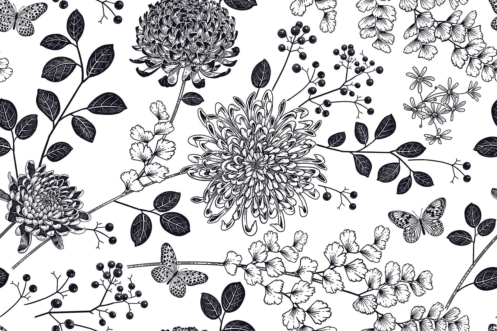 Crédence adhésive sticker décoratif pour cuisine - Fleurs papillons - Adhésif + Protection BRILLANTE - 60x90 cm - 2
