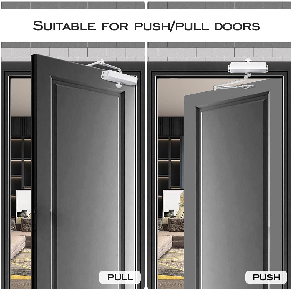 Ferme-porte hydraulique automatique avec butée, ferme-porte à ressort réglable, fermeture en douceur, pour portes commerciales et résidentielles - 3