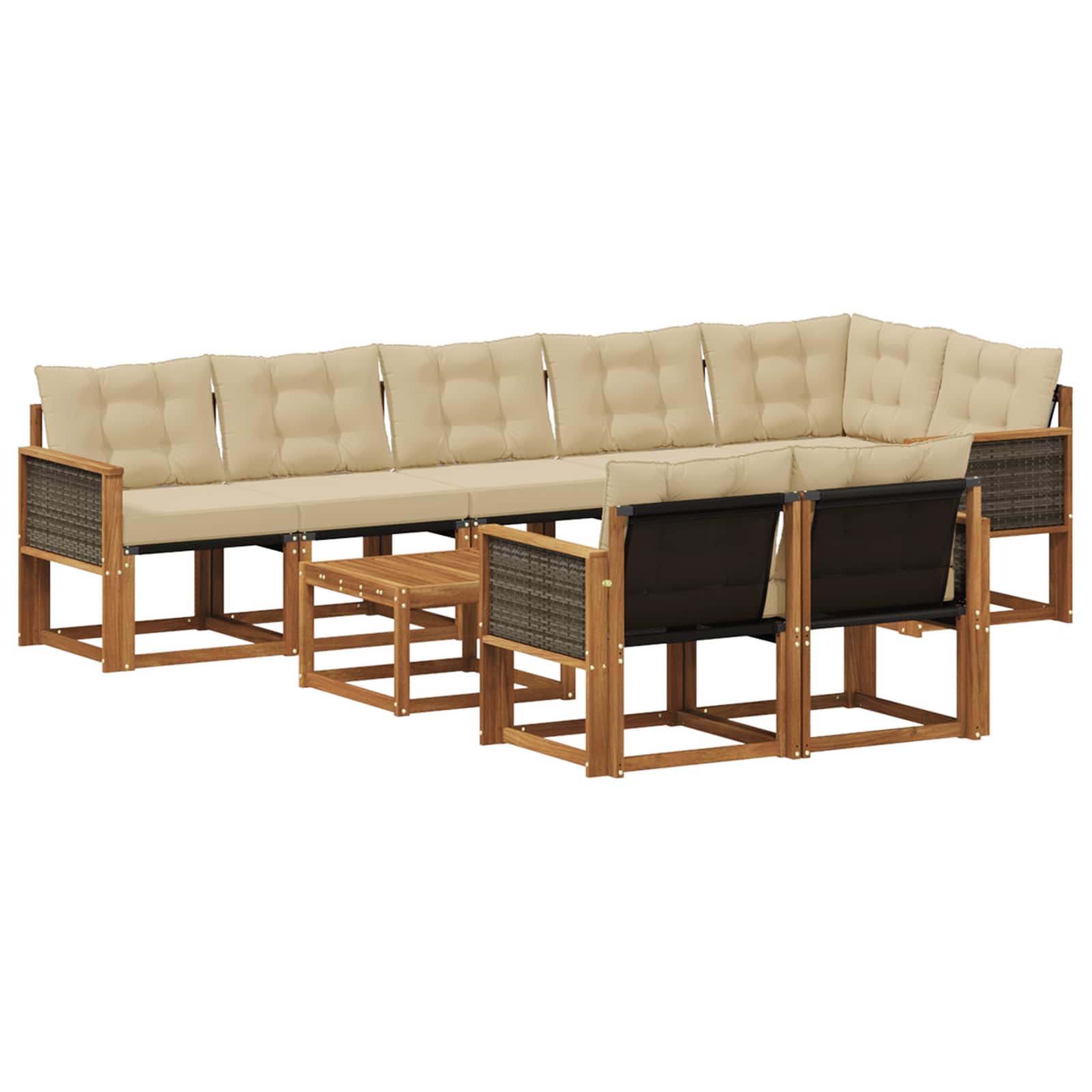 Ensemble de canapés d'extérieur, 9 pièces, naturel et beige, pour la terrasse - 2
