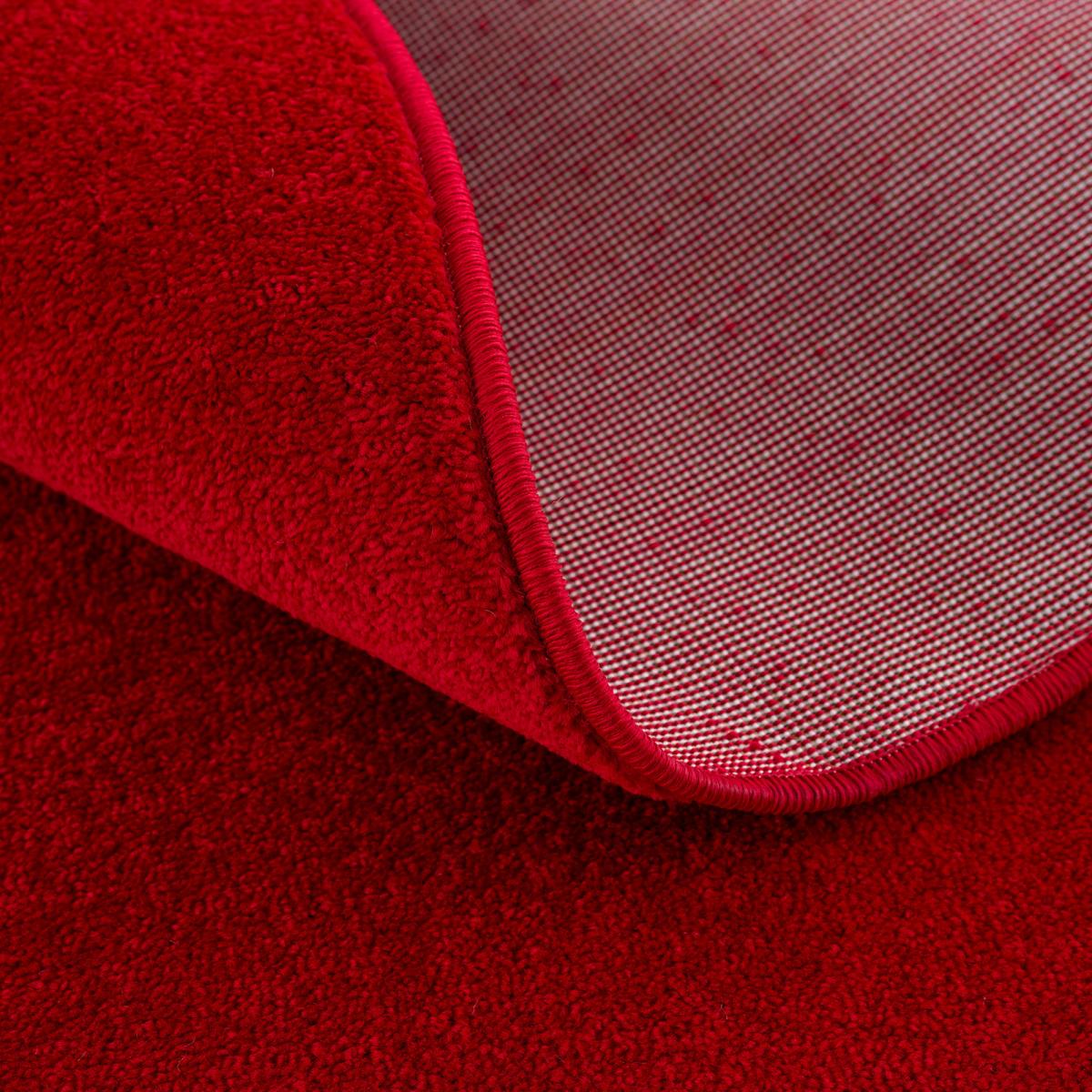 tapis salon 160x230 tissé rouge rectangle motif uni NOSSA - 5