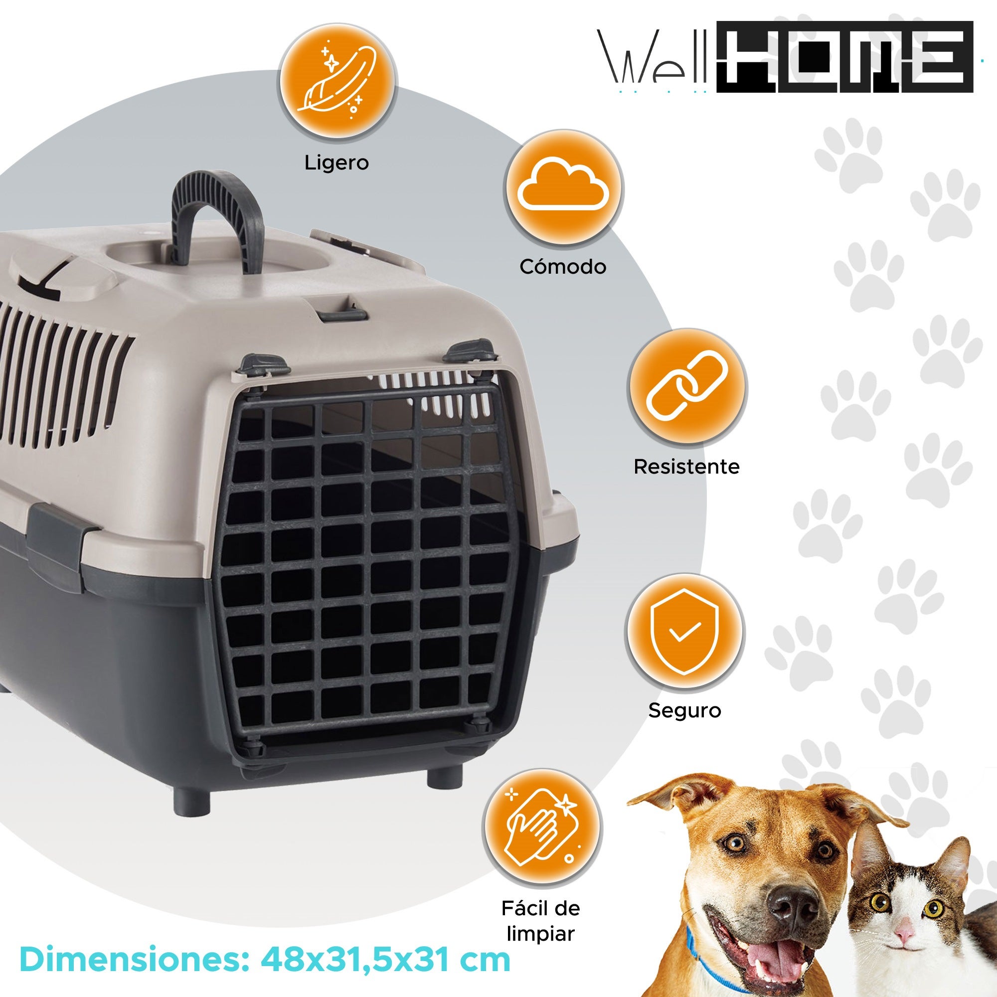 Transportador portátil para animais de estimação antracite, ideal para cães e gatos 48x31,5x31cm - 2
