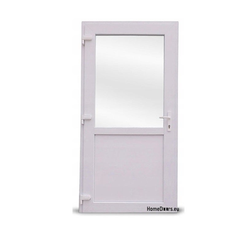 Drzwi sklepowe zewnętrzne PVC 90/200 białe LEWE