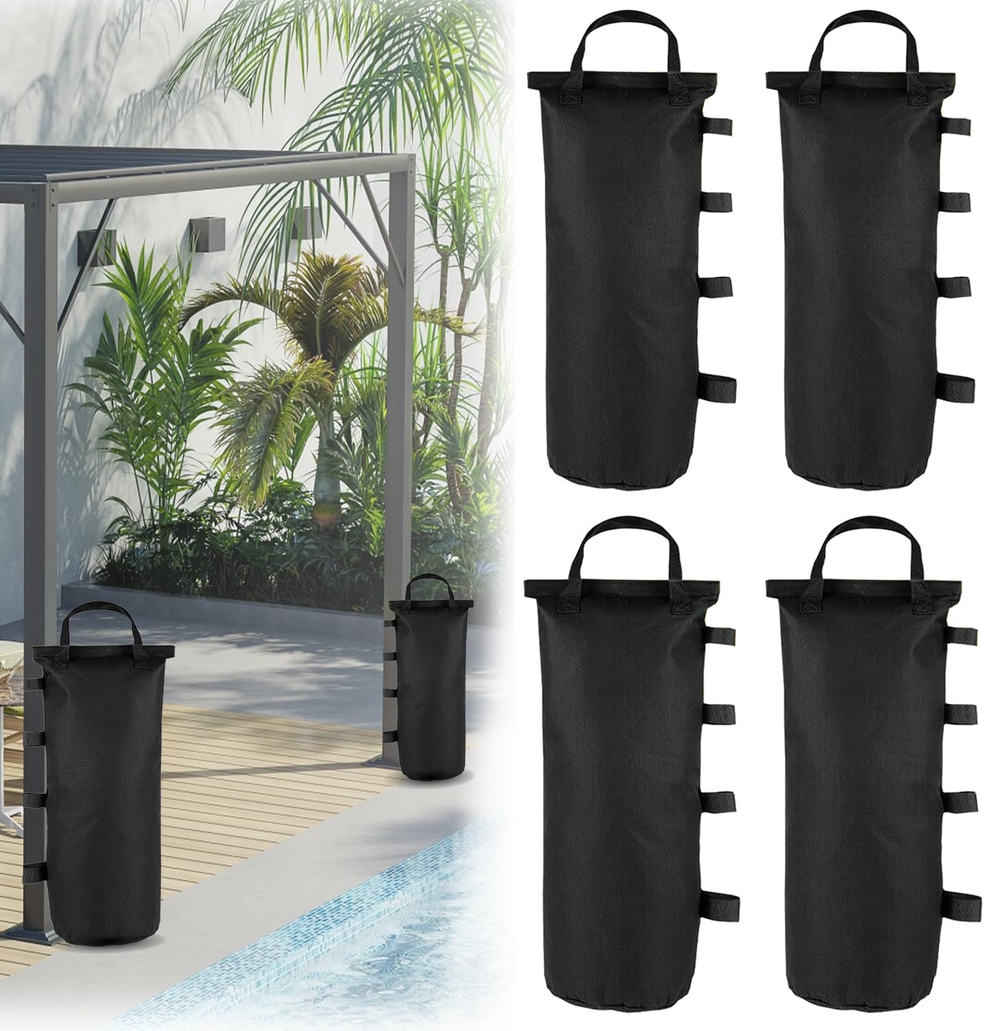 Lot de 4 Sac De Lestage pour Tonnelle, 20 * 50cm Poids pour Tonnelle