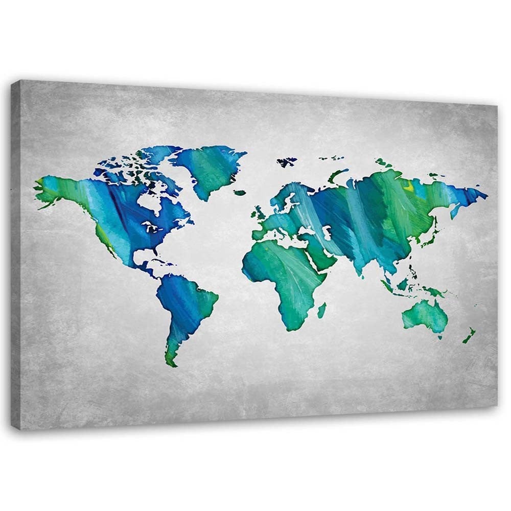 Obraz na płótnie, Niebiesko-zielona mapa świata 100x70
