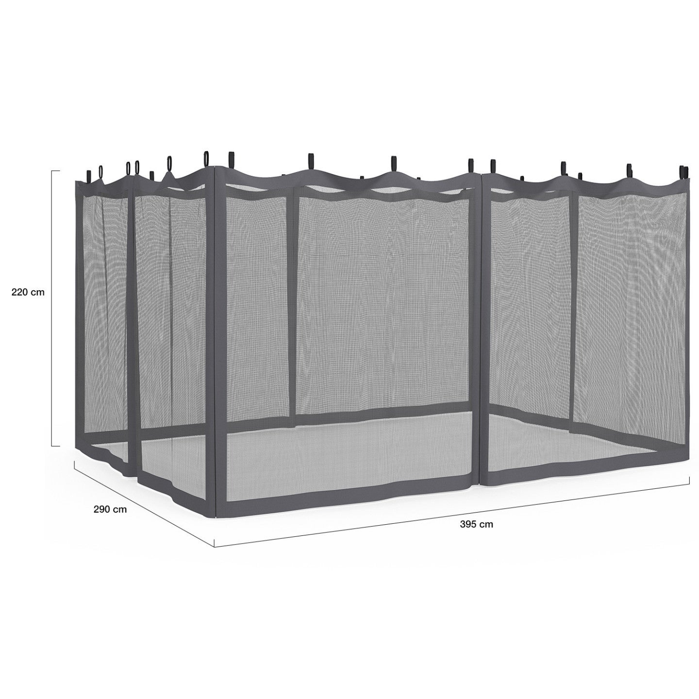 Lot de 4 moustiquaires pour pergola bioclimatique 3x4 gris zippés + crochets - 4