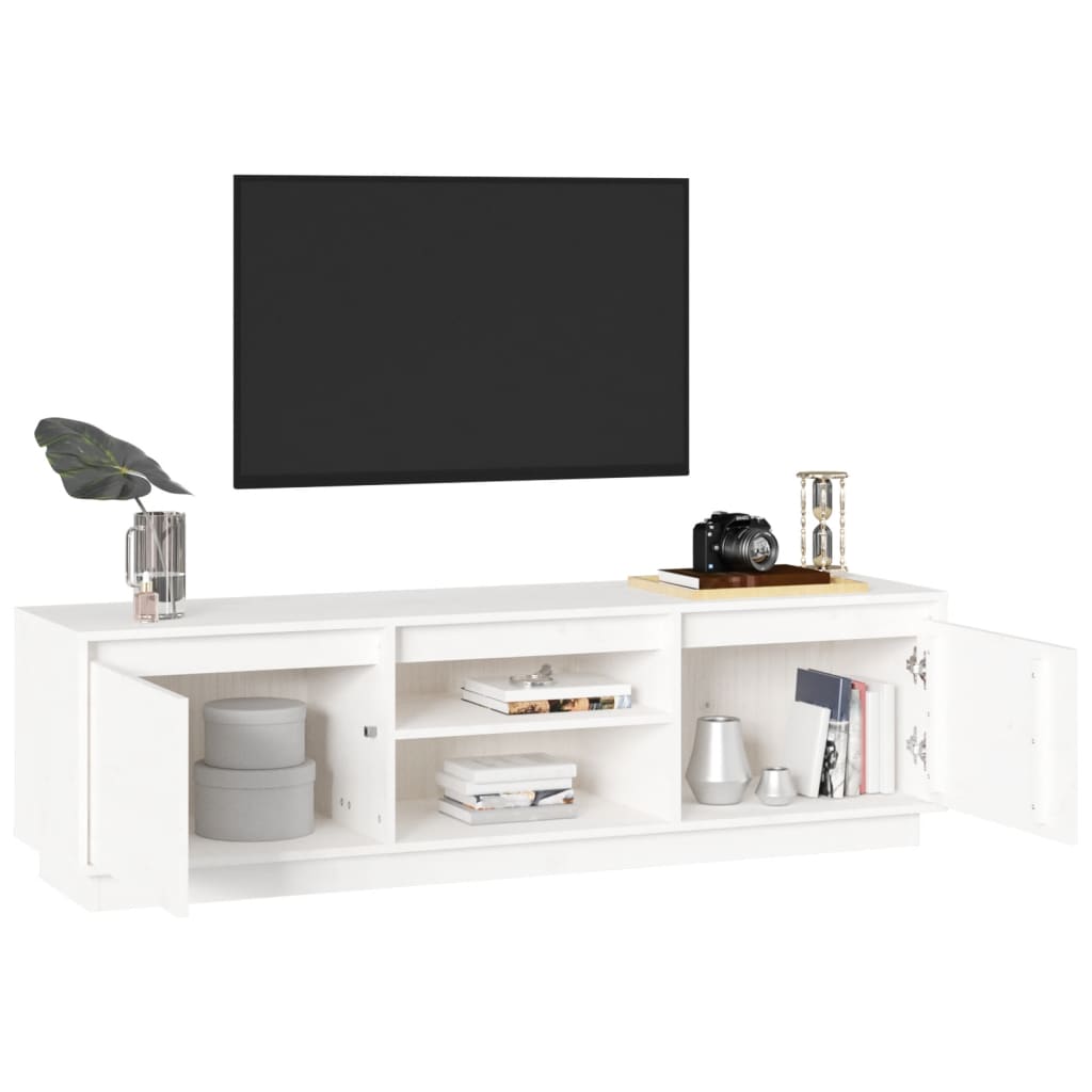 Meuble TV Blanc 140x35x40 cm Bois de pin massif vidaXL - 4