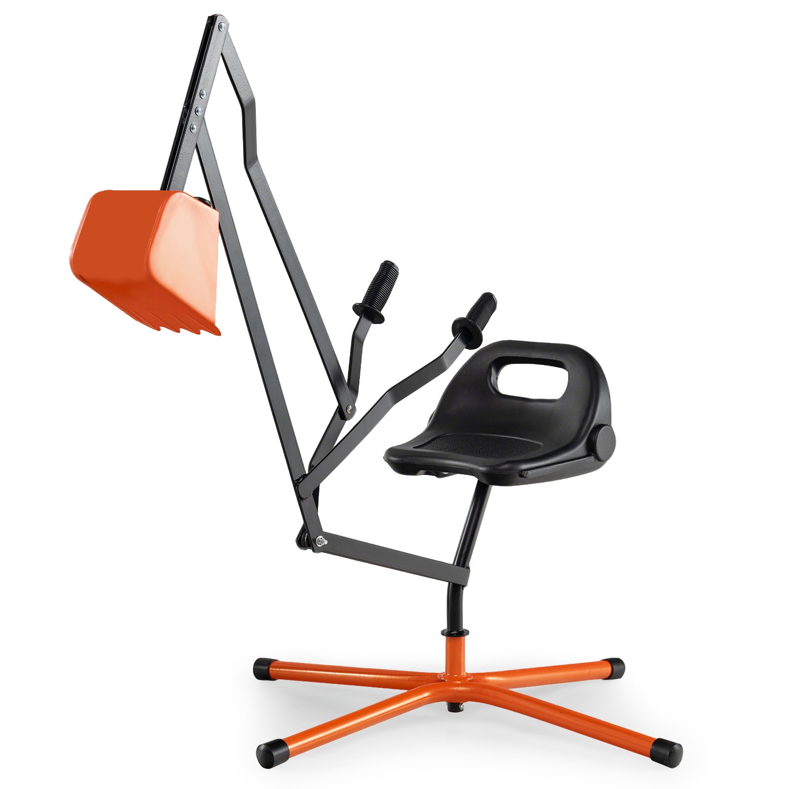 Łopatka do Piasku dla Dzieci, Metalowa Zabawka do Piaskownicy z Obrotowym Siedziskiem 360°, Koparka dla Dzieci z Elastyczną Łopatką, Pomarańczowa