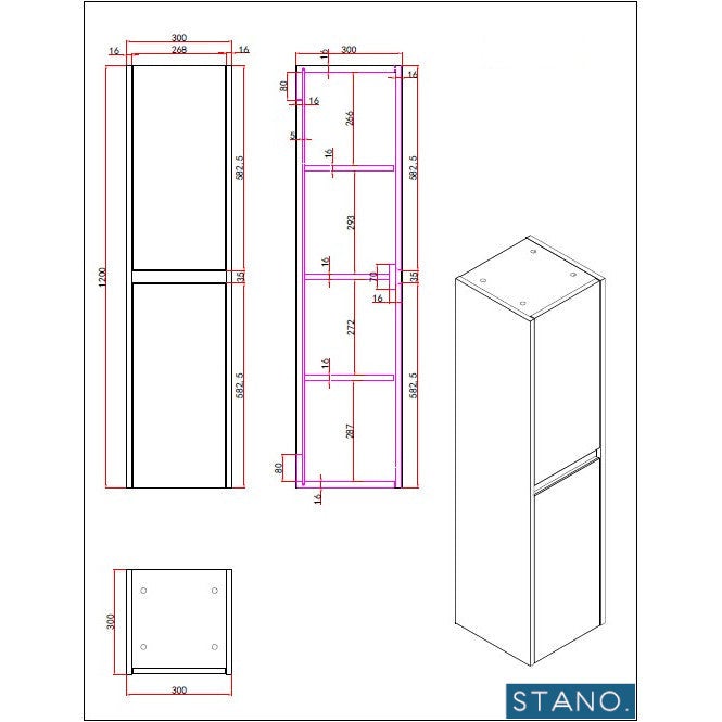 Grande armoire de rangement FORTINA hauteur 120 cm blanc - 3