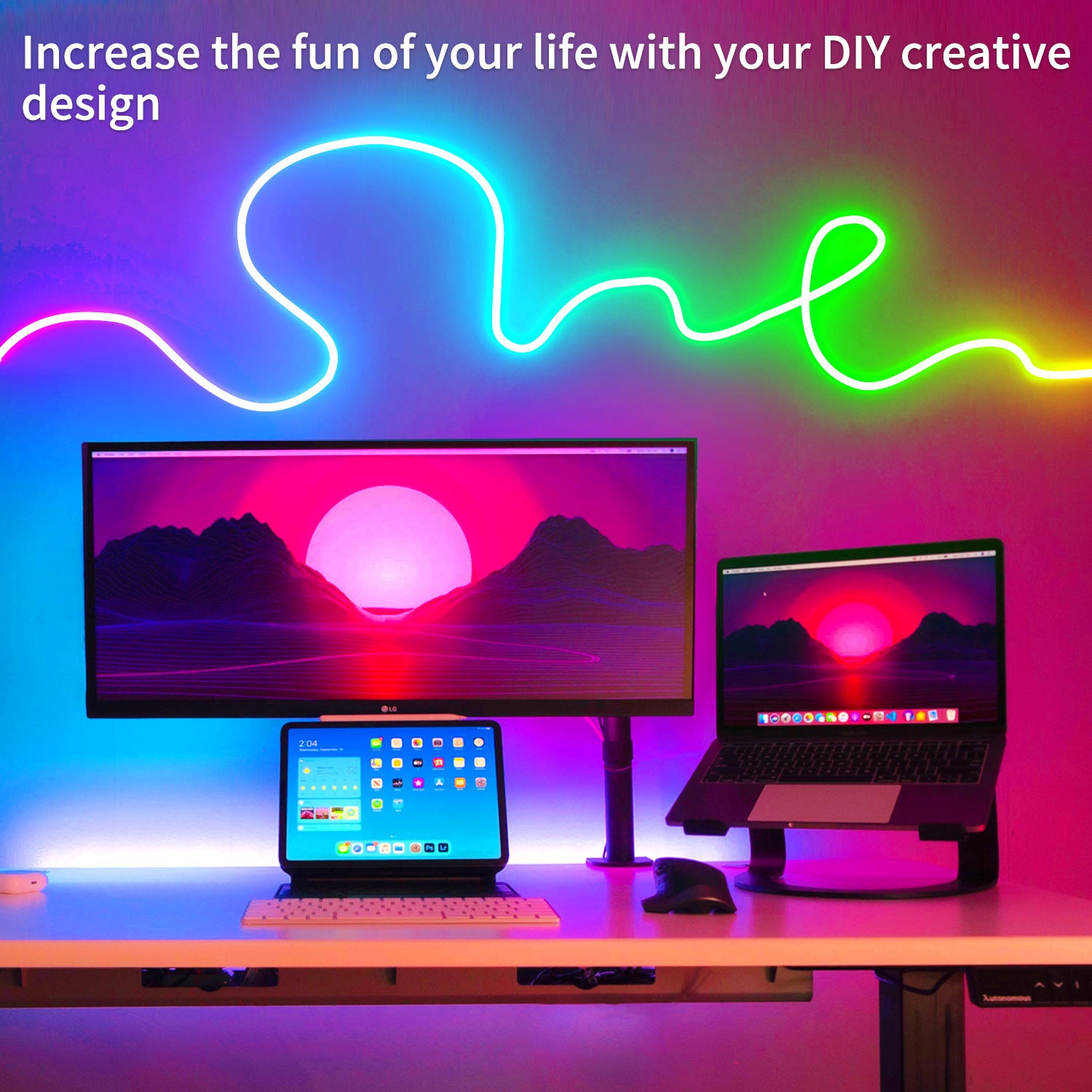 Striscia luminosa LED neon RGB, 5 m - 300 LED, controllo tramite app/telecomando, impermeabilità IP65 - 5