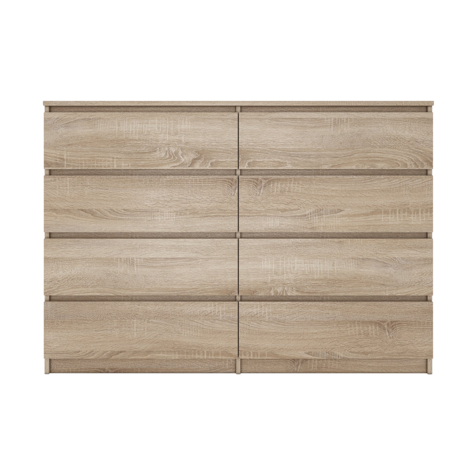 MILAN - Commode large 8 tiroirs chambre salon - 97x138x40 - Design minimaliste - Meuble de rangement - Aspect bois - sonoma - 2
