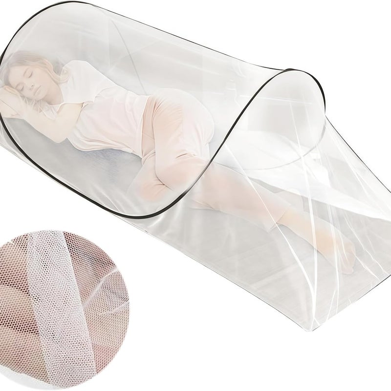 Składana moskitiera, moskitiera podróżna z zamkiem błyskawicznym, odstraszacz komarów 360°, do namiotu, podróży, na kemping, do domu, czarna