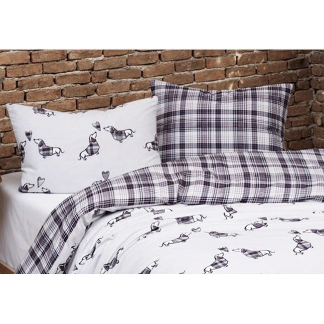 COPRIPIUMINO BASSOTTI Grigio in Puro cotone Extra Double Face