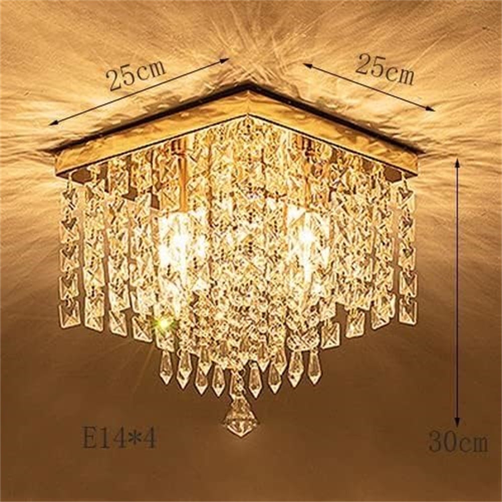 Plafoniera a LED da incasso, lampada moderna tricolore, lampada a sospensione con finitura oro, E14/220V, stile retrò, 25x25 cm. - 4