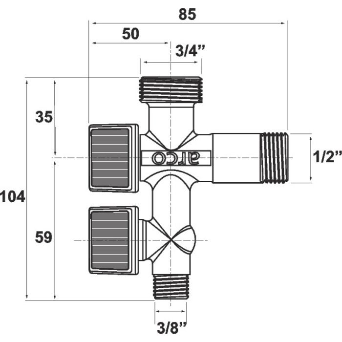 Robinet d'arrêt double 1/4 de tour pour machine à laver - Arco - 2